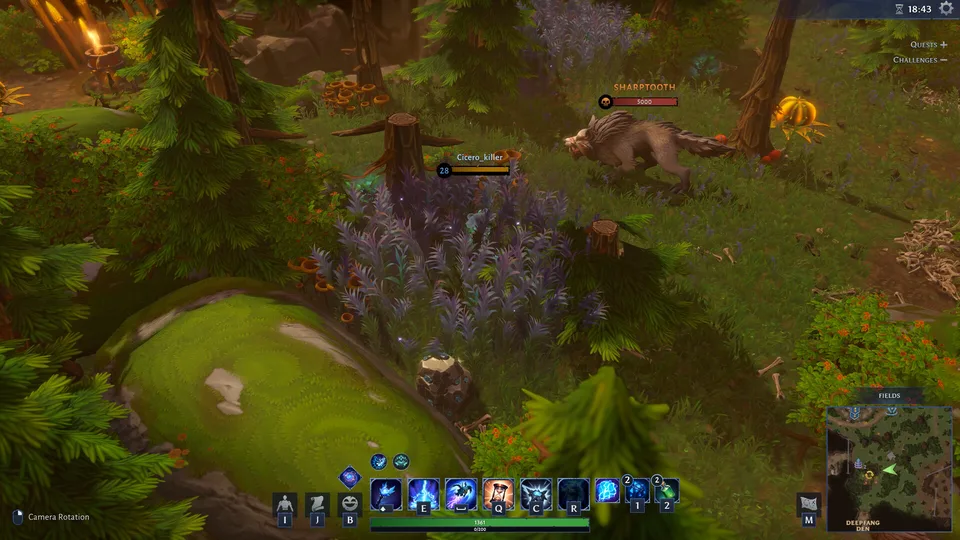 Vaultbreakers gameplay in Wolfswood with a champion exploring the forest